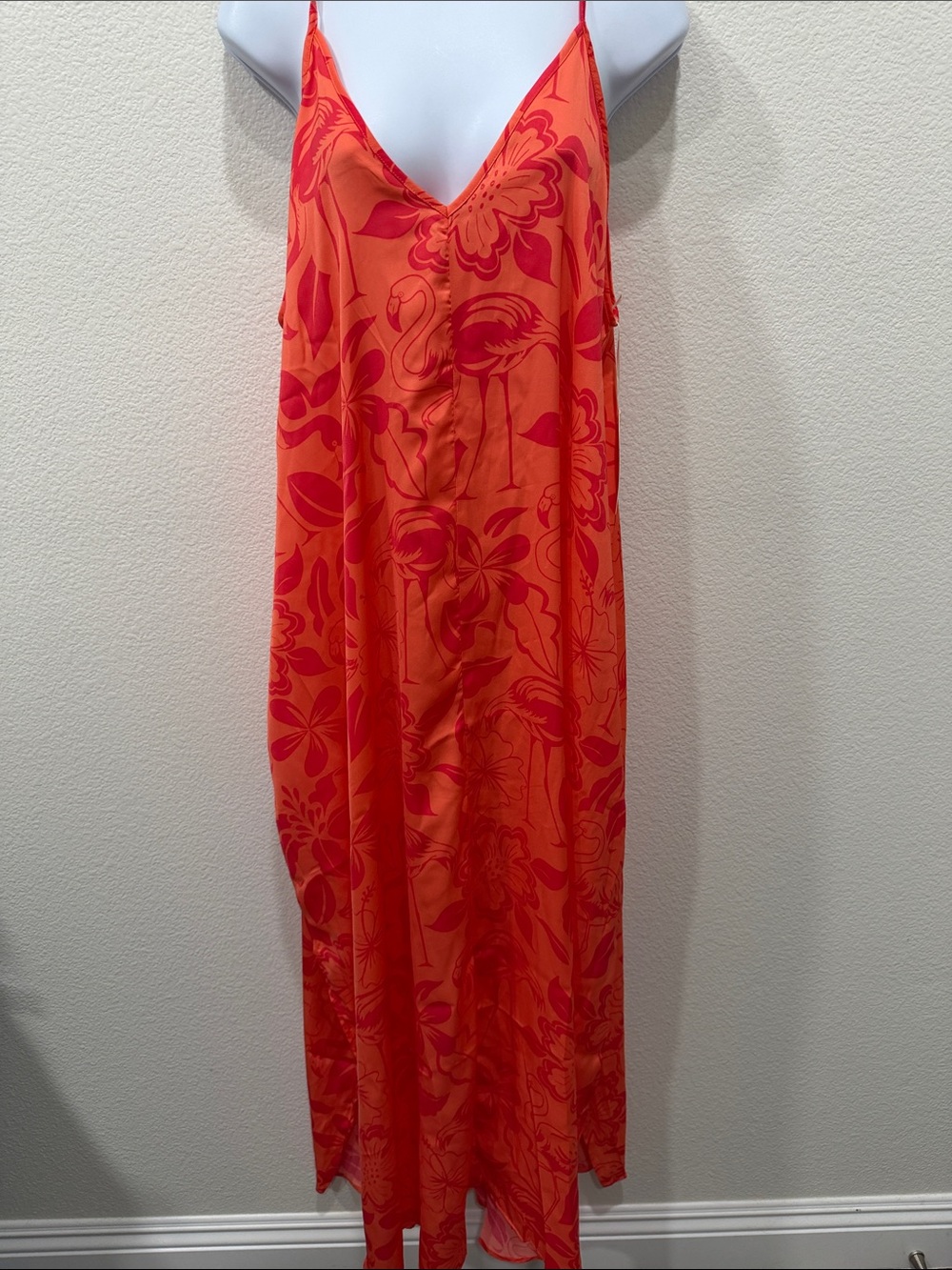 VAN WRINKLE & CO -Orange lounge / cover up  with Flamingo Print🌺🦩🦩🦩